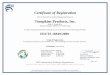 Certificate of Registration Tompkins Products, Inc. of Registration This certifies that the Quality Management System of Tompkins Products, Inc. 1040 W. Grand Blvd. Detroit, Michigan,