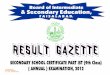 BISE Matric Result - Class 9th SCHOOL CERTIFICATE PART IST (9th Class) ( ANNUAL ) EXAMINATION, 2012 RESULT GAZETTE Composed By Computer Section, B. I. S. E., FAISALABAD Board of 