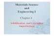 Materials Science and Engineering I · Materials Science and Engineering I Chapter 4 Solidification and Crystalline Imperfections. 2 Outline of Chapter 4 ... Crystalline Imperfections