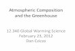 Atmospheric Composition and the Greenhouse · 2017-12-27 · •What are the Earths greenhouse gases? Where are they from? ... (1-a) x Area[m 2] ... (more in Lecture 13) Implication?