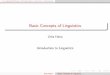 Basic Concepts of Linguistics - Home page | ÚFALufal.mff.cuni.cz/~hana/2017/docs/01-Intro-show.pdf · Lg Speech/Writing De/Prescriptive Grammar Arbitrarness Language and Languages