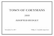 TOWN OF COEYMANS · policies and keep spending under control or we could easily slip back ... A3120.11 CHIEF SALARY $ 65,000.00 ... 00 $ 14,500.00 $ 14,500.00 TOTAL 
