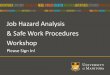 Job Hazard Analysis & Safe Work Procedures Workshopumanitoba.ca/admin/vp_admin/risk_management/ehso/... · Hierarchy of Controls: ... •A Job Hazard Analysis (JHA) is an assessment