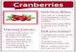 Cranberries - Bethel School District · Cranberries Harvest Corner: •Cranberries grow on bushes that get flooded to harvest. •When flooded, the cranberries float to the top of