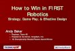 How to Win in FIRST Robotics - Indiana FIRST | Home · How to Win in FIRST Robotics Strategy, Game Play, & Effective Design Andy Baker – Engineer, Team 45 – President & Co -Owner,