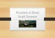 Boundaries in Counseling - Louisiana Counseling | … in Counseling.pdf · Boundaries in Mental Health Treatment . ... of mental health treatment- a collaborative process of communication