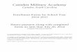 Camden Military Academy · Camden Military Academy Camden, South Carolina Enrollment Forms for School Year 2014-2015 Return payment along with completed forms no later than July 20,