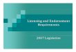 Licensing and Endorsement Requirements - …ccbed.ccb.state.or.us/WebPDF/.../LicensingEndorsementPowerPoint.pdf · Licensing and Endorsement Requirements 2007 Legislation. Eff i DEffective