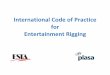 International Code of Practice for Entertainment Rigging · 4.5 Safe Work ... 17-19 7.0 De-Rigging Work ... providing a model code of practice with a focus on arena rigging