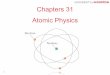 Chapters 31 Atomic Physics - University of Houstonnsmn1.uh.edu/rbellwied/classes/PHYS1302-Spring2017/ch31_notes.pdf · 2 Overview of Chapter 31 • Early Models of the Atom • The