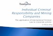The application of International Criminal Law to … - Tsamota Ltd.pdf · Domestic Law Dr William Wiley wiley@tsamota.com ! ... Liability under International Criminal Law for corporate