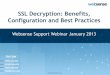 SSL Decryption: Benefits, Configuration and Best … · © 2012 Websense, Inc. SSL Decryption: Benefits, Configuration and Best Practices Websense Support Webinar January 2013 1