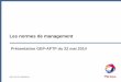 Les normes de management - EVOLEN Groupement … · ISO 9004 (TC176 SC2 : UK / UK) – décision d’amendement en 2014 ISO 10005 « Plan Q », 10006 « Q en Projet », 10007 « Configuration