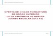 Oferta de Ciclos Formativos de Grado Superior (Curso 2012-13)iesodon.es/aluso/orienta/cfgs.pdf · Aplicador profesional; Jefe de taller rural; Capataz de riego; Jefe de almacén de