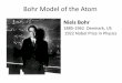 Bohr Model of the Atom - Inside Minesinside.mines.edu/~lwiencke/PH300/F13/early_atomic/L17-Bohr-Model.pdf · Bohr Model of the Atom . Niels Bohr . 1885-1962 Denmark, US . 1922 Nobel