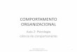 Sistemas de Informação · COMPORTAMENTO ORGANIZACIONAL Aula 2: Psicologia ciência do comportamento Prof. Diego Fernandes diego.fernandes@pitagoras.com.br 1