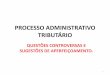 PROCESSO ADMINISTRATIVO TRIBUTÁRIO - fesdt.org.br · dentro das especificidades do processo administrativo. • Por Exemplo, a lei do processo administrativo do RS, proíbe a discussão