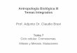 Antropología Biológica III Temas Integrados Prof. Adjunto ... · ADN de secuencia muy repetida (centrómeros, telómeros, etc.), ... Transiciones Transversiones. Mutaciones de pequeña