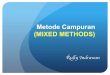 Metode Campuran (MIXED METHODS) · yang tidak bisa dijawab oleh satu metode penelitian kuantitatif atau kualitatif saja. Implikasinya: Tujuan penelitian , pengumpulan data, ... Contoh