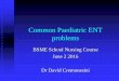 Common Paediatric ENT problems - dubaiallergy.com · Common Paediatric ENT problems BSME School Nursing Course June 2 2016 Dr David Cremonesini . Aims ... Postpone surgery if episode