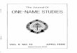 The Journal Of 1 ONE-NAME STUDIES · The Journal Of ONE-NAME STUDIES ISSN: 0262-4842 A Continuation Of the NEWSLETTER Of the Guild Of One-Name Studies Volume Five Number 10 Issued