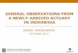 GENERAL OBSERVATIONS FROM A NEWLY-ARRIVED ACTUARY IN INDONESIA · PERSATUAN AKTUARIS INDONESIA (THE SOCIETY OF ACTUARIES OF INDONESIA) GENERAL OBSERVATIONS FROM A NEWLY-ARRIVED ACTUARY