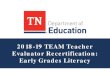 TEAM Recertification: Early Grades Literacy · are able to communicate around the connections between the instructional shifts necessitated by the standards and the instructional