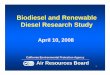 Biodiesel and Renewable Diesel Research Study · Biodiesel Characterization and NOx Formation and Mitigation Study” Principal Investigators: Thomas D. Durbin (UCR) and J. Wayne