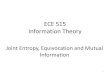 ECE 515 Information Theoryagullive/joint515.pdf · ECE 515 Information Theory Joint Entropy, Equivocation and Mutual Information 1