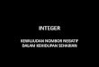 INTEGER - Weebly INTEGER ¢â‚¬¢Integer termasuk nombor bulat positif, nombor bulat negatif, dan sifar