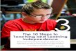 The 10 Steps to Teaching and Learning Independence · 10 Steps to Teaching and Learning Independence are another cru-cial element of our core beliefs and the success of implementing