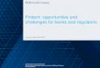 Fintech: opportunities and challenges for banks and regulators · Fintech: opportunities and challenges for banks and regulators ... might not be fully representative 2 Includes Small-,