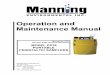 Operation and · Items may not be returned without authorization from Manning Environmental, Inc. This warranty applies only to products sold under the Manning trademark and is the