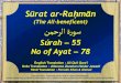 (The All-beneficent) نمحرلا ةرٍصSurah as-Rahman removes hypocrisy from one‟s heart. Merits of Sūrat ar-Raḥmān On the Day of Judgement, this surah will come in the shape