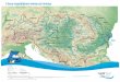 A Duna vízgyűjtőjének domborzati térképeVárosok: > 1,000,000 lakos 250,000 - 1,000,000 lakos 100,000 - 250,000 lakos kilométer Lépték:.. É A digitális magasságmodell a