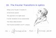19. The Fourier Transform in optics - Brown University · Some functions don’t have Fourier transforms. ft dt() A condition for the existence of a given F( ) is: Functions that