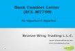 Letter of Comfort – BCL Bank – Bank Comfort Letter