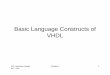 Basic Language Constructs of VHDL · Lexical elements and program format 3. Objects 4. Data type and operators. RTL Hardware Design by P. Chu Chapter 3 3 1. Basic VHDL program . RTL