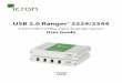 USB 2.0 Ranger 2324/2344 - Icron TechnologiesThank you for purchasing the USB 2.0 Ranger® 2324 or 2344. Please read this guide thoroughly. This document applies to the following part
