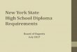 New York State High School Diploma RequirementsNew York State High School Diploma Requirements Board of Regents July 2017. Requirements ... (students entering grade 9 in 2016 must