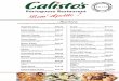 NEW CALISTOS GENERIC Menu smallSeafood Pasta Calisto ’ s Pasta Choice of Penne / Fettuccini No cheques accepted. No split bills, a service charge of 10% will be added to tables of