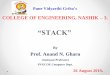 COLLEGE OF ENGINEERING, NASHIK · 2019-08-28 · polish notation – Expression Evaluation and conversion Notation is a way of writing arithmatic expression Concepts : polish is a