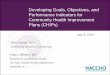 Developing Goals, Objectives, and Performance …...Developing Goals, Objectives, and Performance Indicators for Community Health Improvement Plans (CHIPs) May 9, 2012 Allen Lomax,