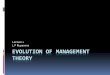 Evolution of Management Theory - aswenna.comaswenna.com/assets/management/Evolution_of_Management _Theory.pdf · Management Theory/Approach 1. Scientific Management Theory/Approach
