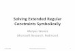 Solving Extended Regular Constraints Symbolicallytarmo/tsem09/veanes-slides.pdf · string-length constraints –Requires a combination of techniques from: •Language theory •SMT