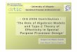 - CIE 2006 Contribution - ‘The Role of Algebraic Models ... · ‘The Role of Algebraic Models and TTE in Special Purpose Processor Design’ Background “feasibility barriers