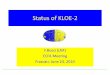 Status of KLOE-2 · Superconducting coil B = 0.52 T Be beam pipe (0.5 mm thick), spherical 10 cm radius Electromagnetic calorimeter Lead/scintillating fibers (1 mm ) 4880 PMT’s,