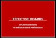 EFFECTIVE BOARDS Boards.pdf · 2019-10-30 · ©2019 Hight Performance Group 10 Commandments of an Effective Board 5 #1: Duty of Care • Read and understand organization mission