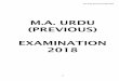 M.A. URDU (PREVIOUS) EXAMINATION 2018 M.A... · M.A Urdu (Previous) Exam 2018 83 Roll No Registration # Candidate Name Father’s Name Result Remarks / EDC’s Decisions 181946 2015-PCKU-114