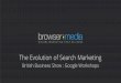 The Evolution of Search Marketing - Browser Media · The Evolution of Search Marketing British Business Show : Google Workshops . 0207 099 ... 0207 099 0945 SEO v PPC @browser_media